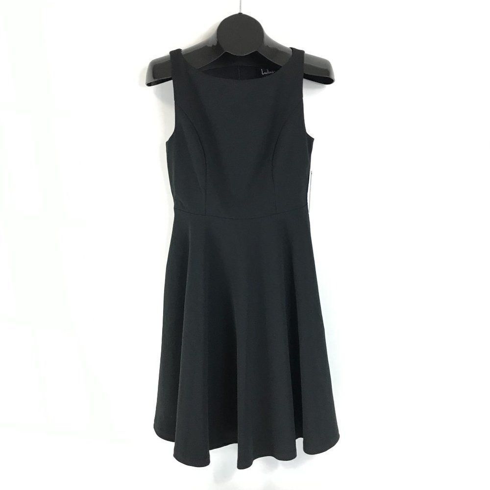 Lulus Skater Fit and Flare Dress Women's Medium Black Lined Pockets Zip LBD